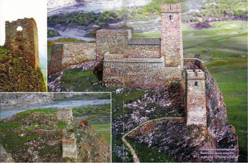 Реконструкция восточного крыла замкового комплекса Хусар Хинцаг из книги “Каменные драконы Алании” С. Джанаева